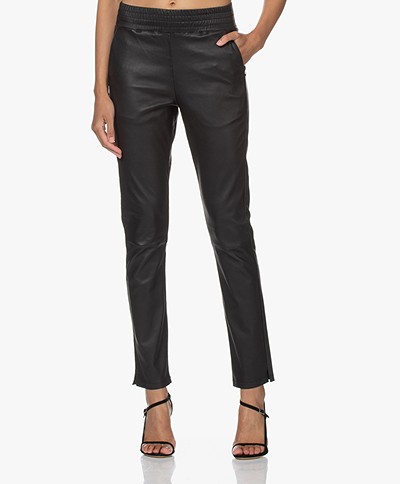 no man's land Leather Pull-on Pants - Core Black