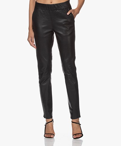 LaSalle Leather Slim-fit Pants - Black