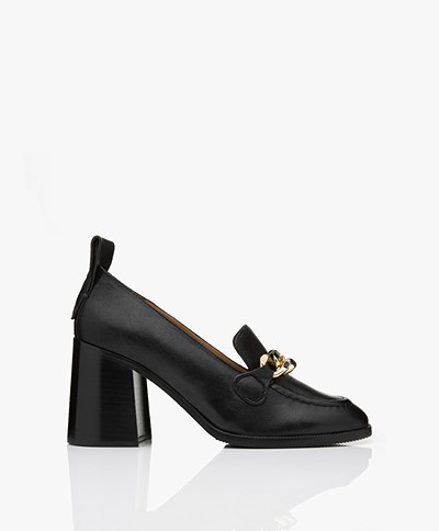 See by Chloé Leather Loafers with Chunky Heel - Black
