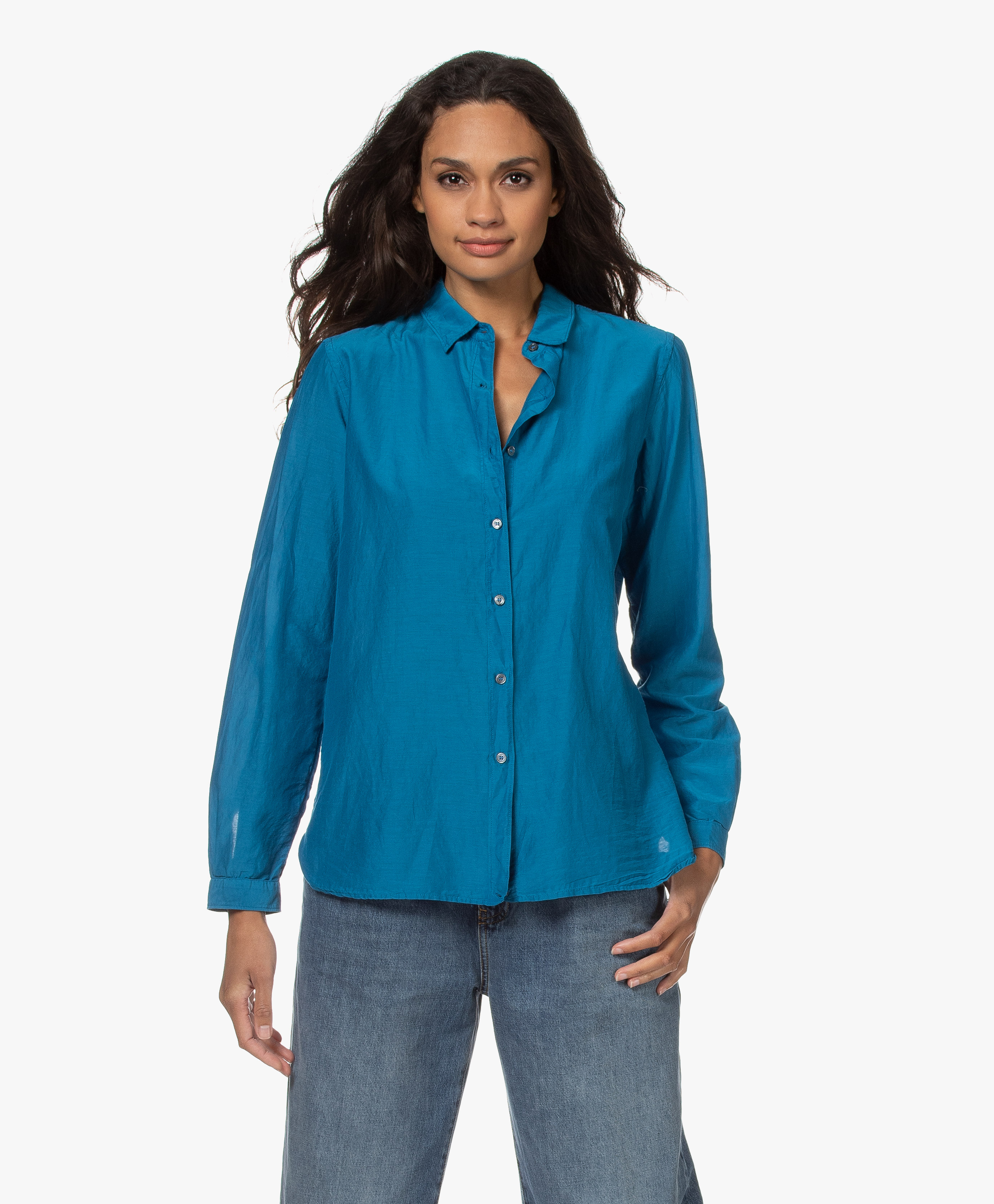 Pomandère Viscose-Silk Blend Blouse - Cobalt Blue - 2121-9307/20655 86