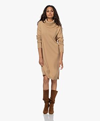 Resort Finest Knitted Cashmere Blend Turtleneck Dress - Camel