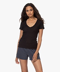 James Perse Slub Jersey V-hals T-shirt - Zwart