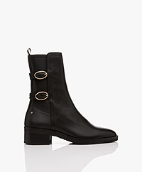Vanessa Bruno Leather Ankle Boots - Black 