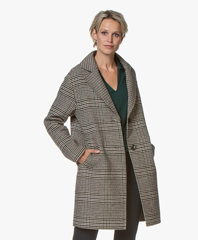 MKT Studio Maryline Checkered Wool Blend Coat - Beige
