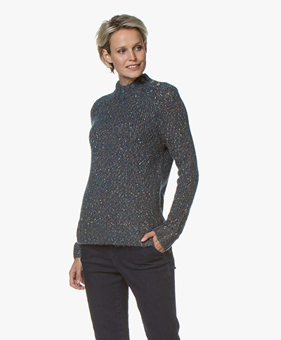 indi & cold Wool Blend Sweater with Buttoning - Oceano