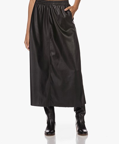 JapanTKY Konomi Vegan Leather Long Skirt - Black