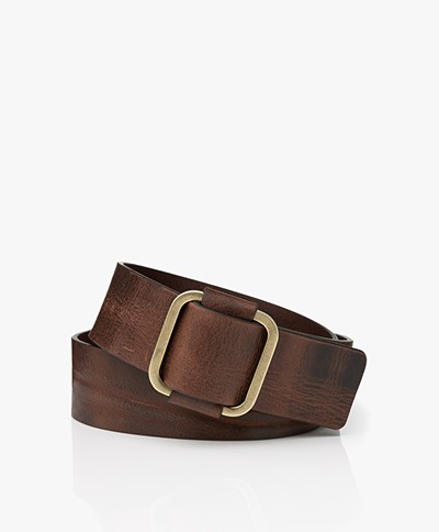 ba&sh Boxane Leather Belt - Dark Brown