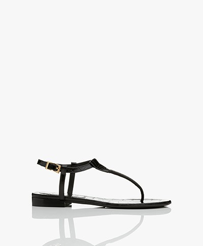Zadig & Voltaire Alessa Embossed Croco Sandals - Black