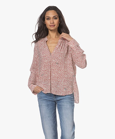 Zadig & Voltaire Tink Small Hearts Printed Viscose Blouse - Ecru