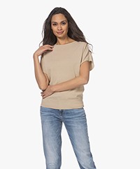 LaSalle Viscose Blend Fine Knitted T-shirt - Beige