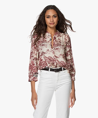Zadig & Voltaire Tygg Jouy Satin Printed Blouse - Toile