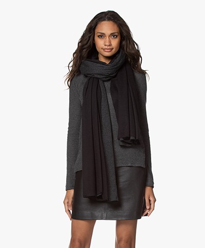 Majestic Filatures Two-tone Jersey Scarf - Black/Anthracite