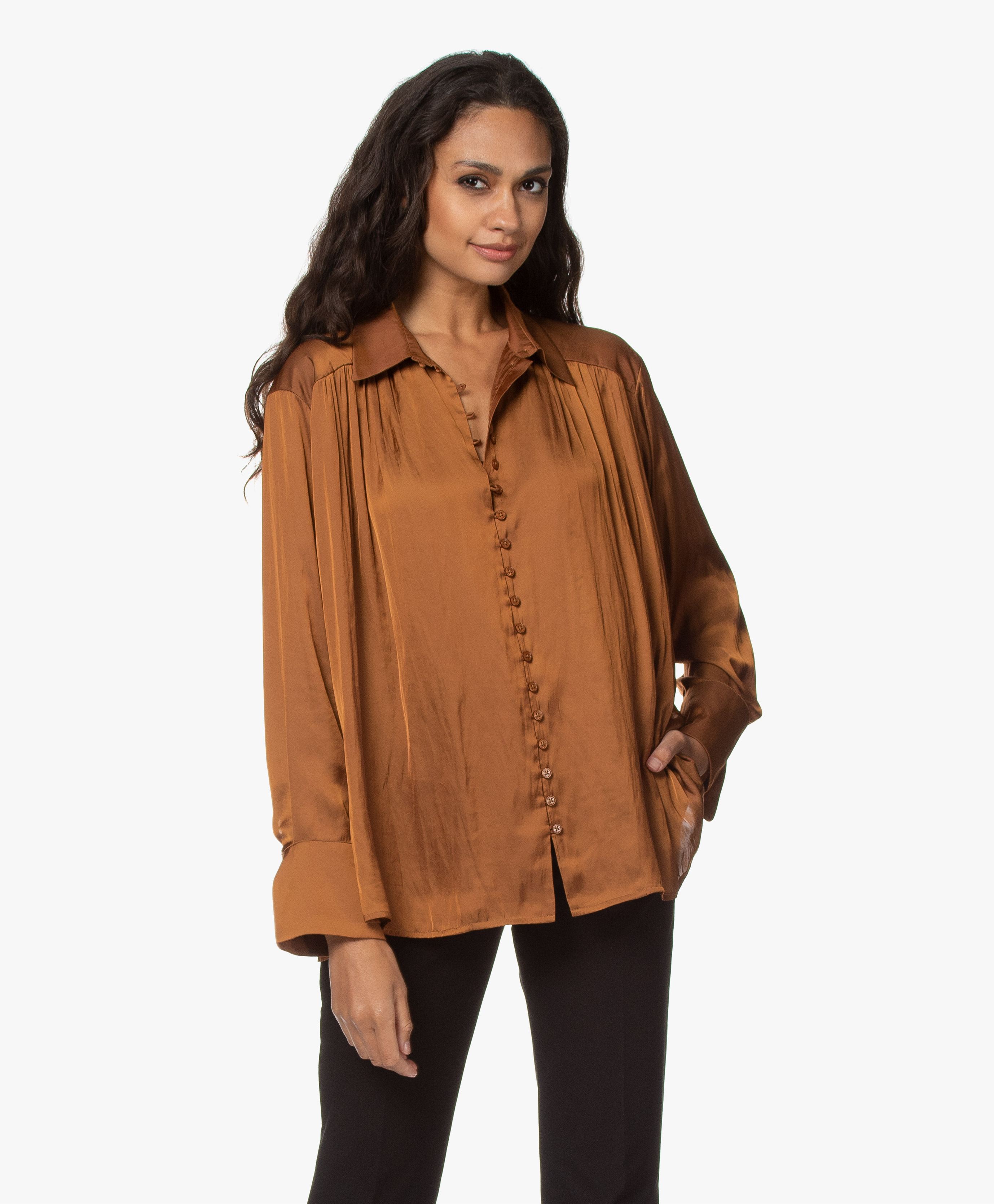 Zadig & Voltaire Trent Satin Blouse - Ocre - trent satin | wjcp0509f ocre