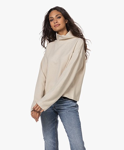 Drykorn Elesa Cropped Cotton Blend Turtleneck Sweater - Tapioca