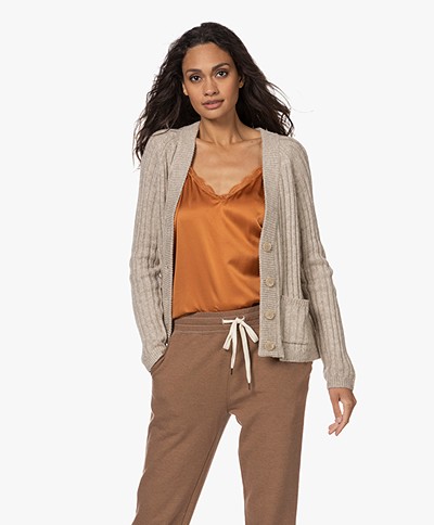 indi & cold Rib Knitted Button-through Cardigan - Beige