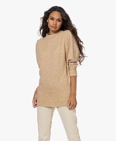 Sibin/Linnebjerg Erica Wool Blend Sweater with Puffed Sleeves - Light Sand