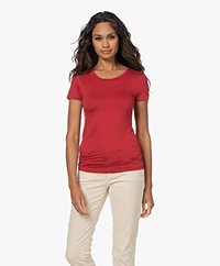 Majestic Filatures Viscose Aangesloten T-shirt met Korte Mouwen - Rubis