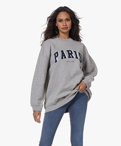 ANINE BING Tyler Oversized Paris Sweatshirt - Heather Grey