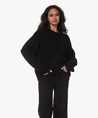 Drykorn  Alpaca Blend Cable Knit Sweater - Black