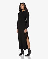 Enza Costa Lurex Jersey Slit Maxi Dress - Black