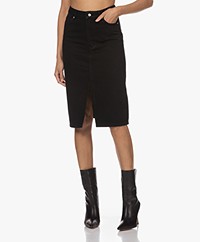 ba&sh Jude Denim Skirt with Slit - Black