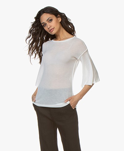 Fine Edge Knitted Cashmere T-shirt - Off-white