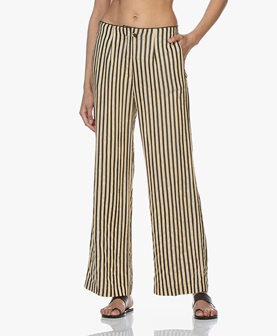 Pomandère Striped Twill Pants - Beige/Black
