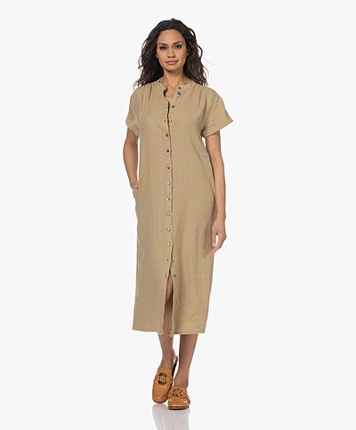 Josephine & Co Gaudi Linen Midi Shirt Dress - Light Khaki