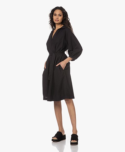 Penn&Ink N.Y Belted Linen Blend A-line Dress - Black