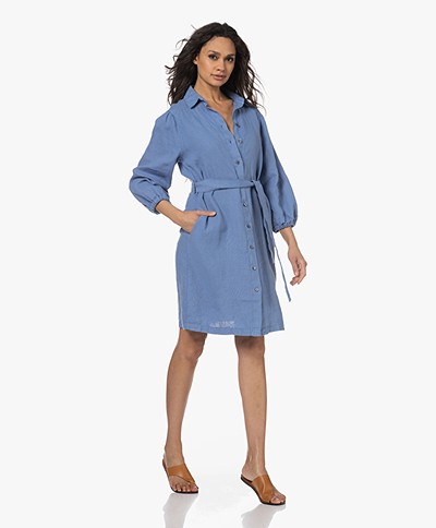 Josephine & Co Giulio Linen Shirt Dress - French Blue