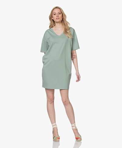 Drykorn Kabelle Lyocell Blend T-shirt Dress - Sage Green