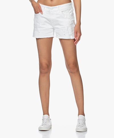 Denham Monroe Destroyed Denim Shorts - White