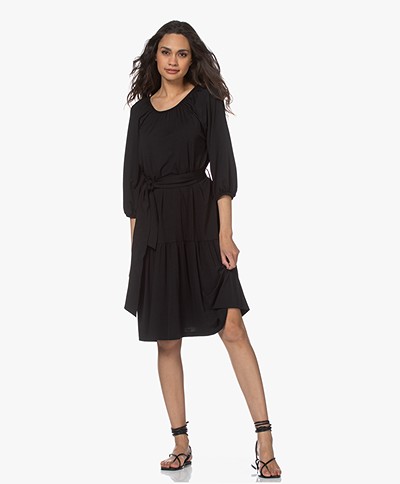 LaSalle Peasant Lyocell Jersey Dress - Black