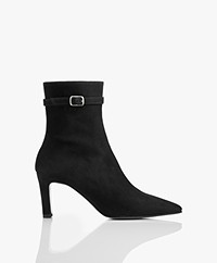 Panara Suede Leather Ankle Boots - Black