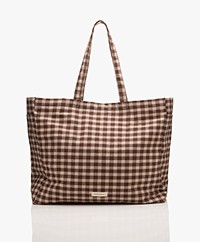 Monk & Anna Kyodaina XL Geruite Shopper - Bruin