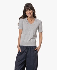 Plein Publique La Kate V-neck Short Sleeve Sweater - Light Grey