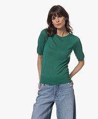 Plein Publique Le Samedi Tencel-Silk Short Sleeved Sweater - Green