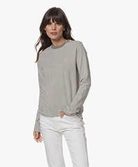 ANINE BING Rylan Striped T-shirt with Long Sleeves - Olive And Ivory Stripe