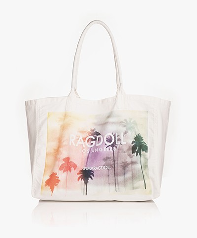 Ragdoll LA Holiday Palm Print Canvas Bag - Off-white