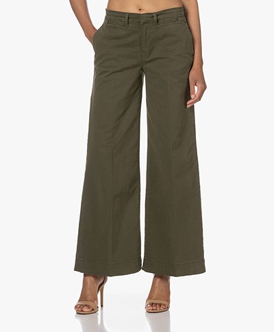 FRAME Wide Leg Tomboy Twill Pants - Washed Fatigue