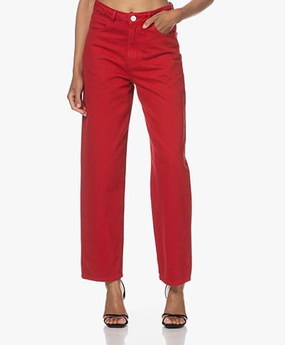 Róhe Relaxed Fit Straight Jeans - Raspberry Red