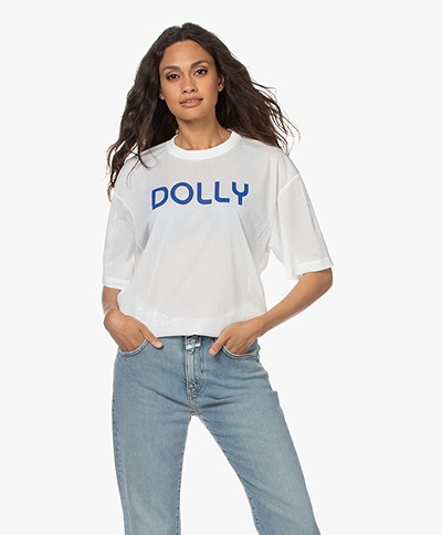 Dolly Sports Team Dolly Geperforeerd Mesh Print T-shirt - Wit