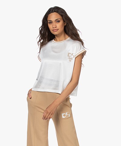 Dolly Sports Martina Geperforeerd Mesh T-shirt - Off-white