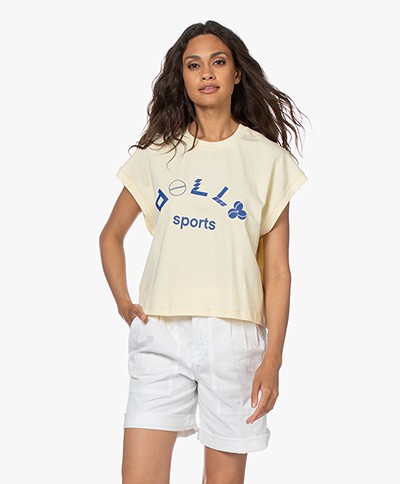 Dolly Sports Martina Katoenen Print T-shirt - Lichtgeel