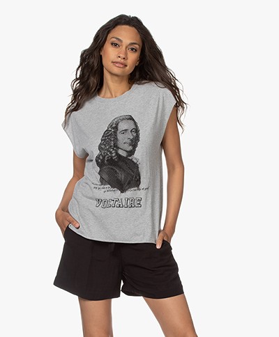 Zadig & Voltaire Cecilia Voltaire Muscle T-shirt - Grijs Mêlee 