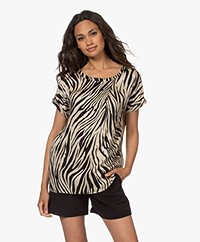 Plein Publique La Pau Satijnen Printblouse met Korte Mouwen - Zebra