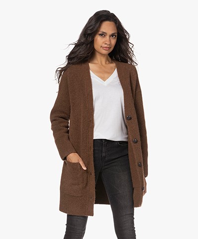 Vince Mid-length Merino Blend Buttoned Cardigan - Tobacco