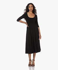 Norma Kamali Reversible Tech Jersey Fit & Flare Dress - Black