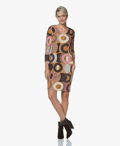 Kyra & Ko Lotta Textured Print Dress - Caramel