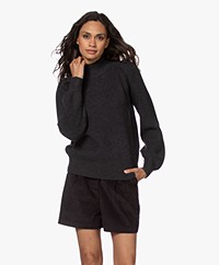 Repeat Merino Woolen Puff Sleeve Sweater - Dark Grey